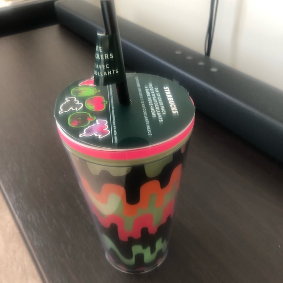 Starbucks Cold Cup Halloween 2023 Glow in The Dark + 12 Stickers Fall Swirl - Picture 1 of 7